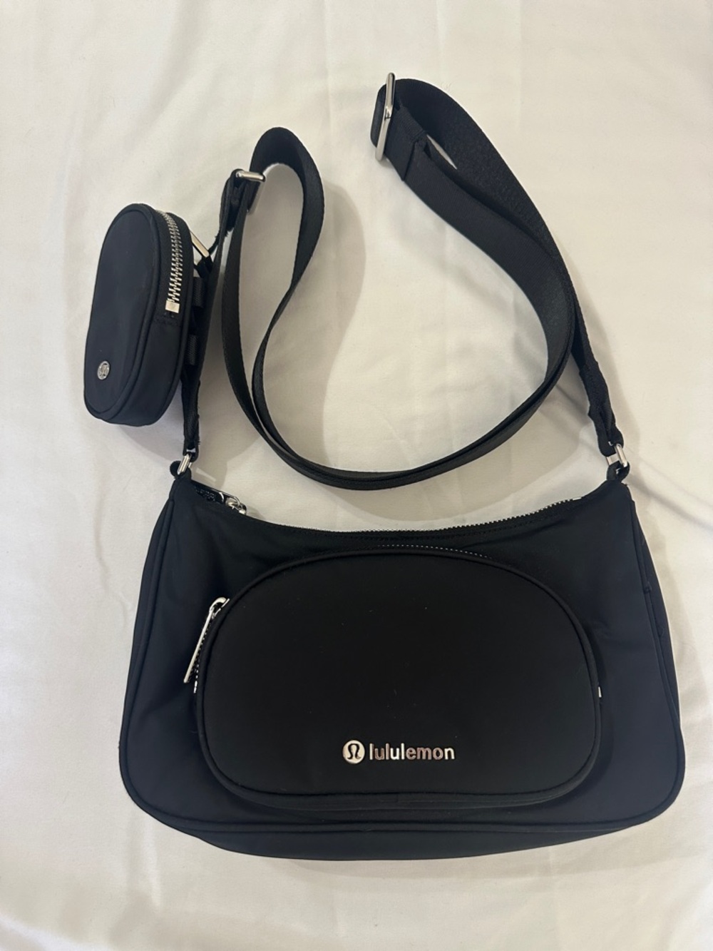 lululemon athletica Black Nylon Mini Crossbody with Detachable Pouch